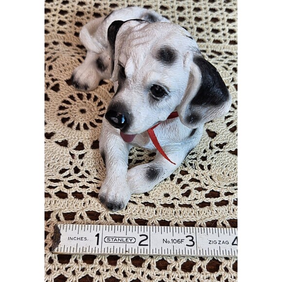 Adorable Dalmatian Puppy Dog Figurine Shelf Sitter White Spotted Red Bowtie - Picture 8 of 8